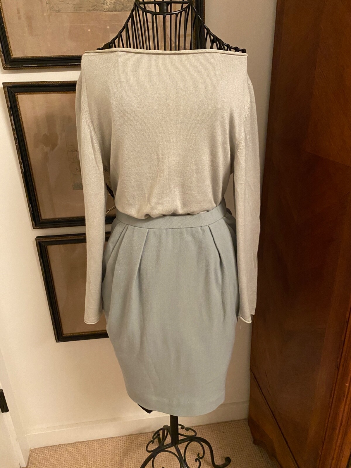 Vintage 80’sDonna Karan New York Womens Knee A Line Skirt SOFT GREEN Sz. 2 / 4