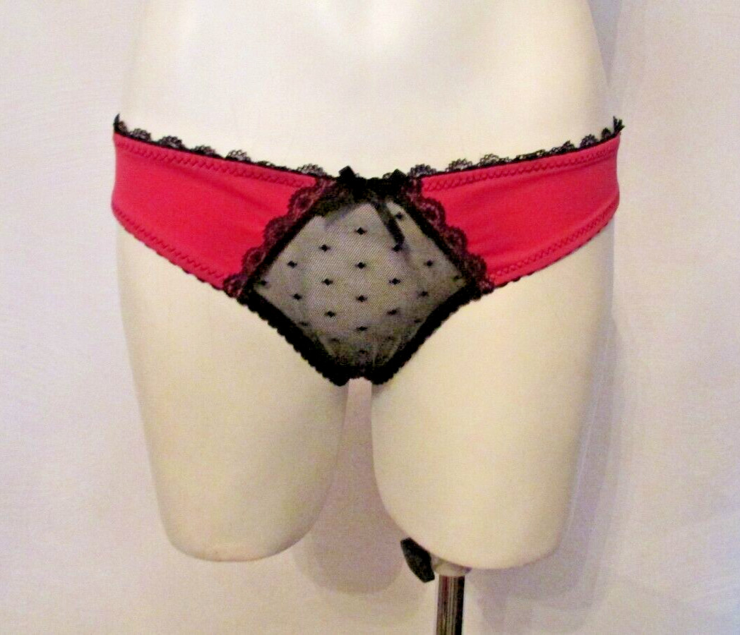 Rene Rofe Lingerie 1046-PNK Mesh Lace & Microfiber Open-Crotch Bikini Pantie M/L