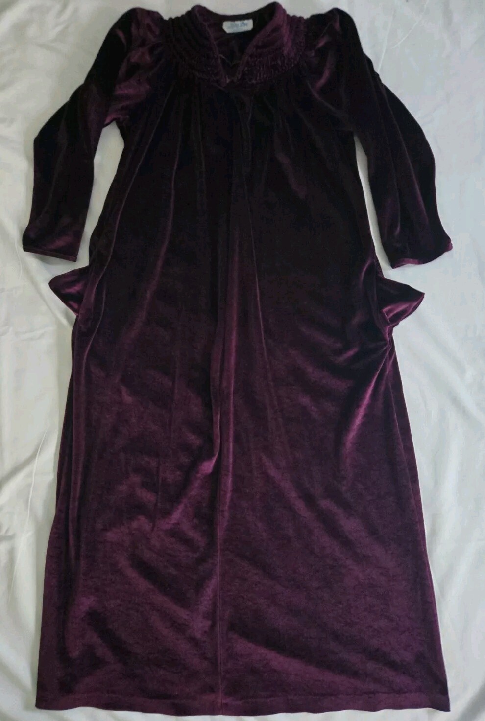 VTG Robe Lara Dee By Charm Warm Fleece Zip Lounge Housecoat 2 Pocket Purple Sz L