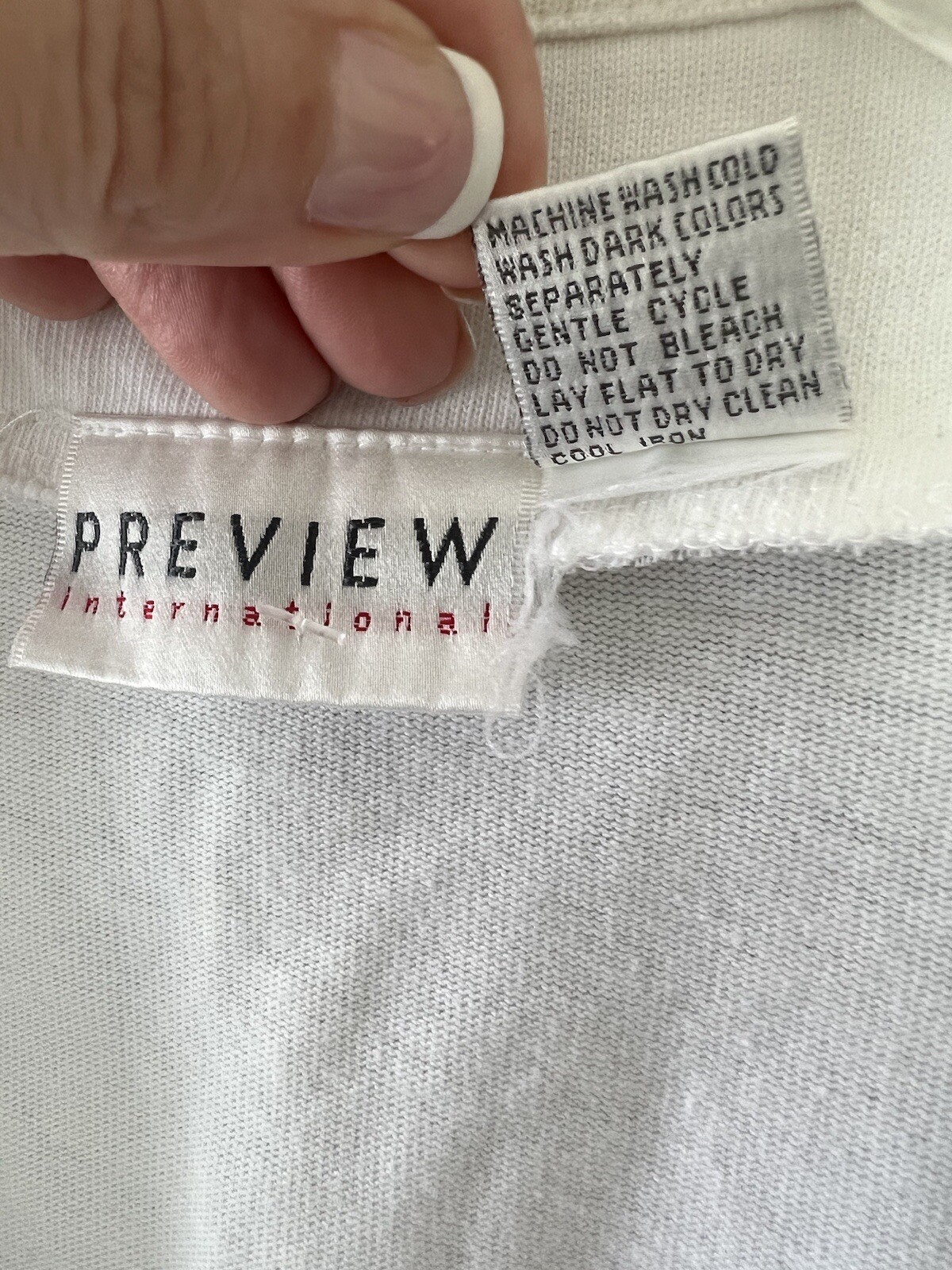 Vintage 90s Preview International White Cardigan Sweatshirt Embroidered M