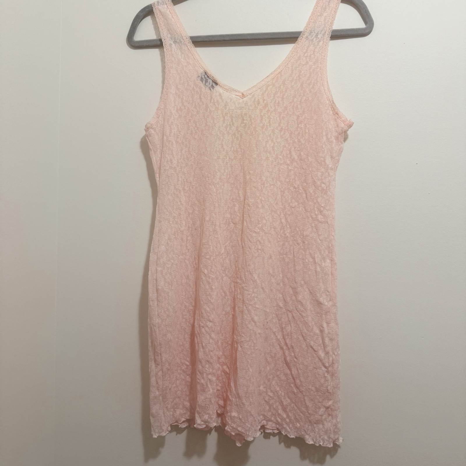 Vintage Coquette Fairy Lingerie Pink Lace Slip Dress With Appliqué Detail