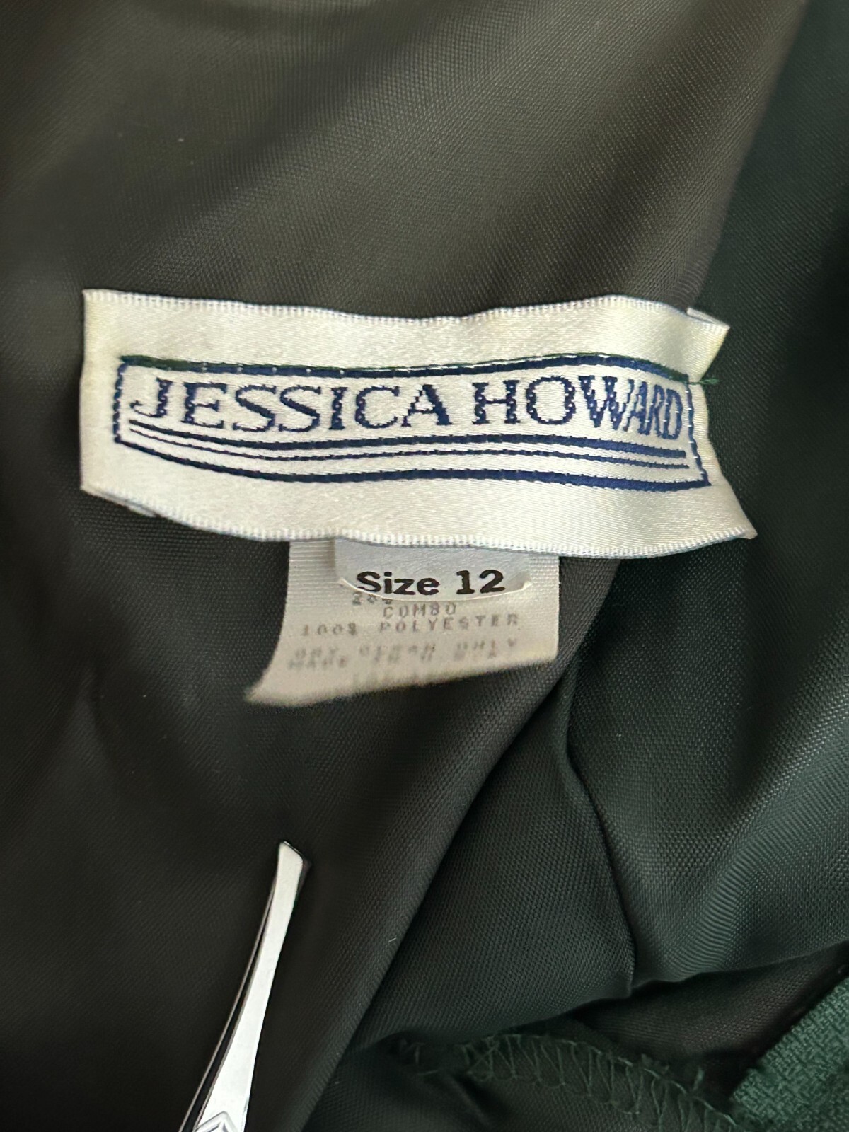 Jessica Howard Long Sleeve Sweetheart Velvet Green Women’s Size 12 Vintage 90s