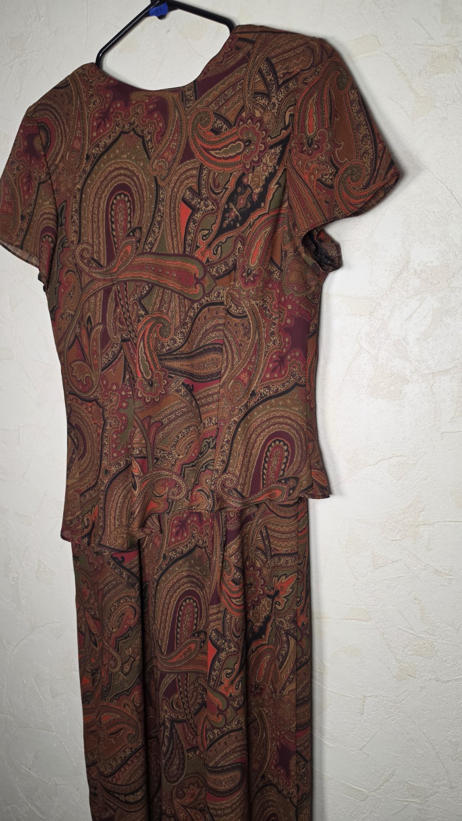Vtg 90s Positive Attitude Earthy Paisley Whimsigoth Short sleeve Maxi Dress 12