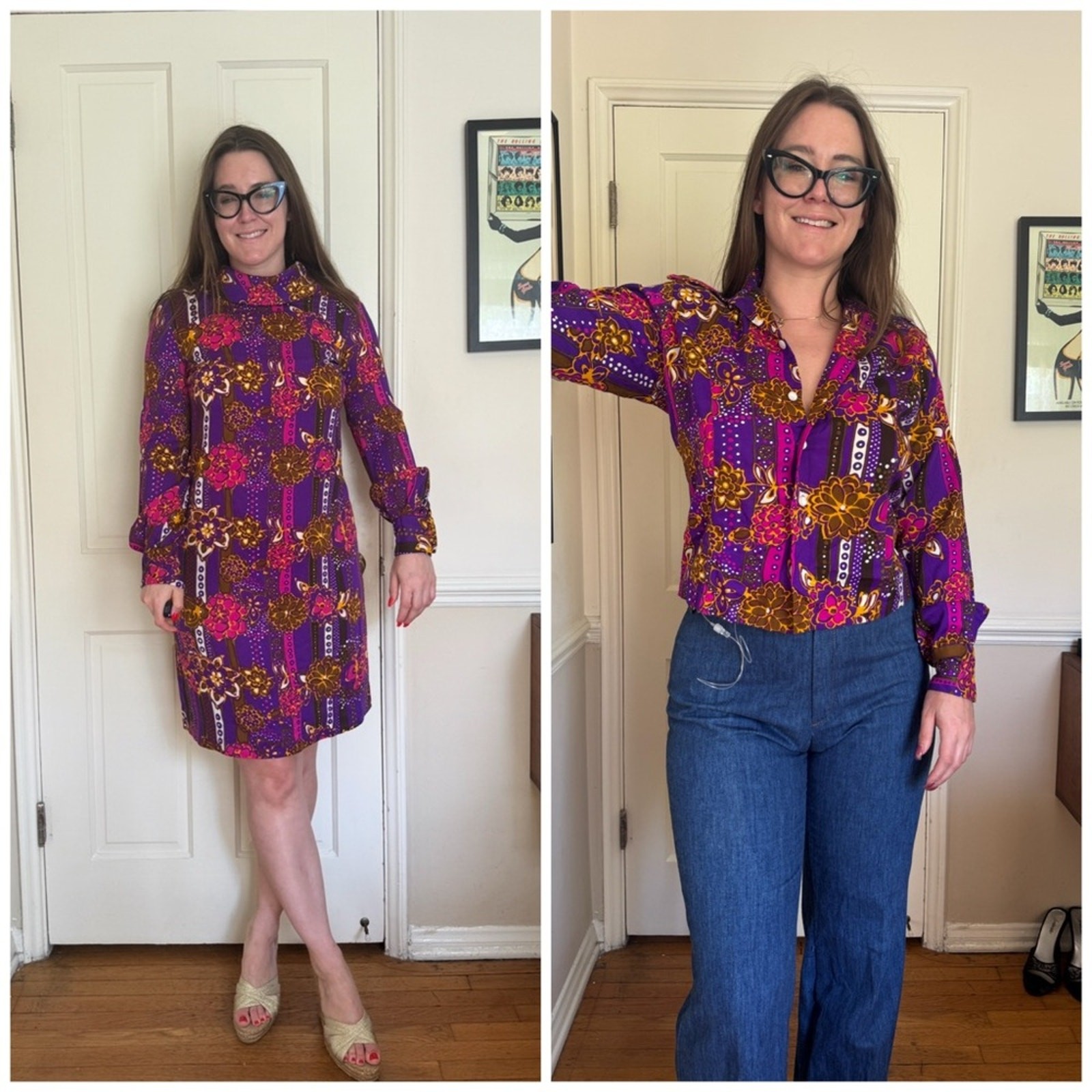70s Vintage Acrylic Barkcloth Honeymoon Set – Dress and Shirt