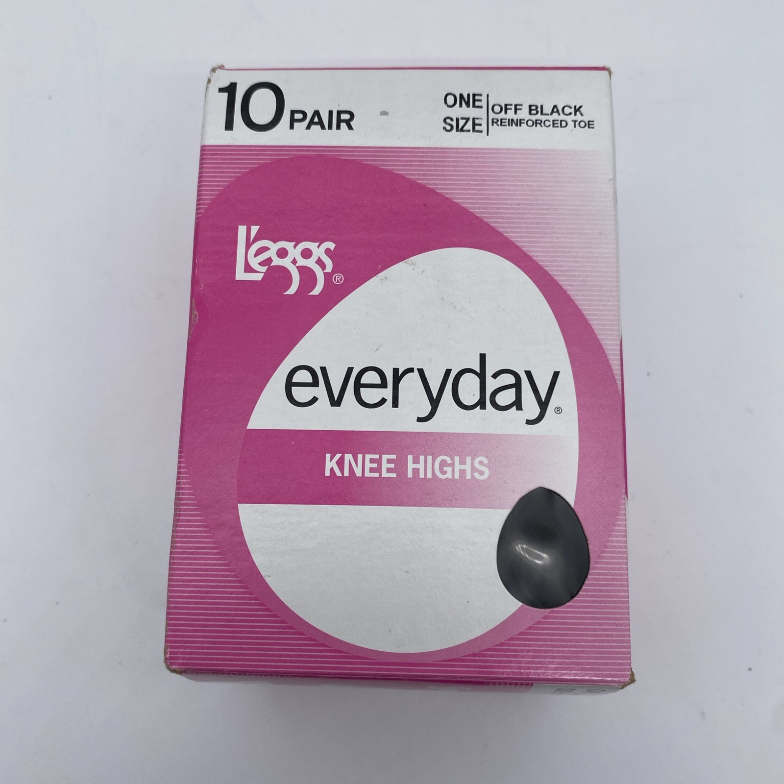 NOS L’eggs 10 pair Off Black One Size Reinforced Toe Knee Highs Made in USA