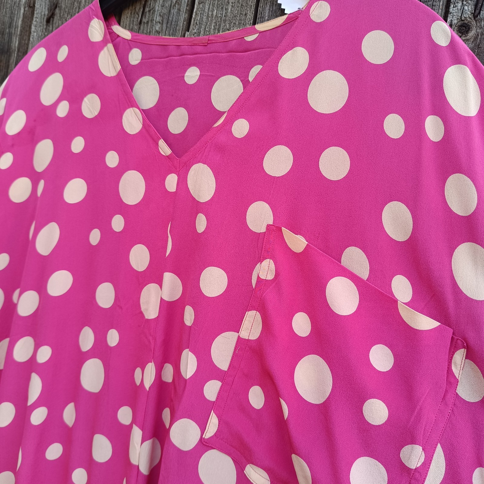 Vintage Polka Dot Dress Pink Cream Polka Dot Boho Maxi Dress Unique Handmade 50 52 54