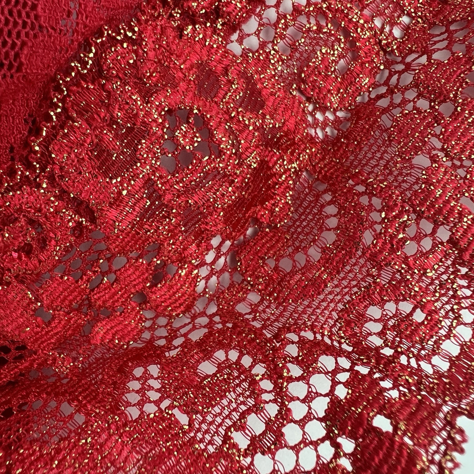 Vintage Soma Panties Size Medium Sheer Nylon Lace High Cut Cheeky Bikini Red