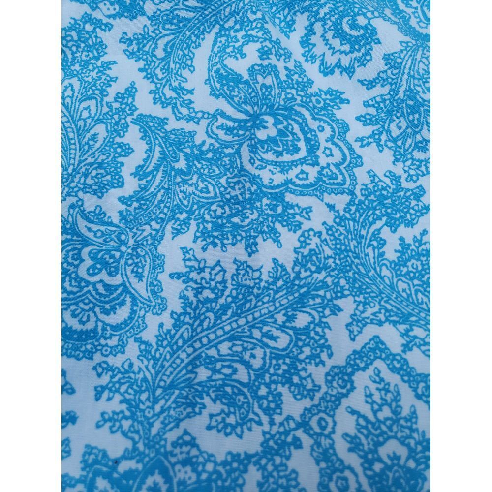 60s Deadstock Blue and White Rayon and Cotton Day Dress