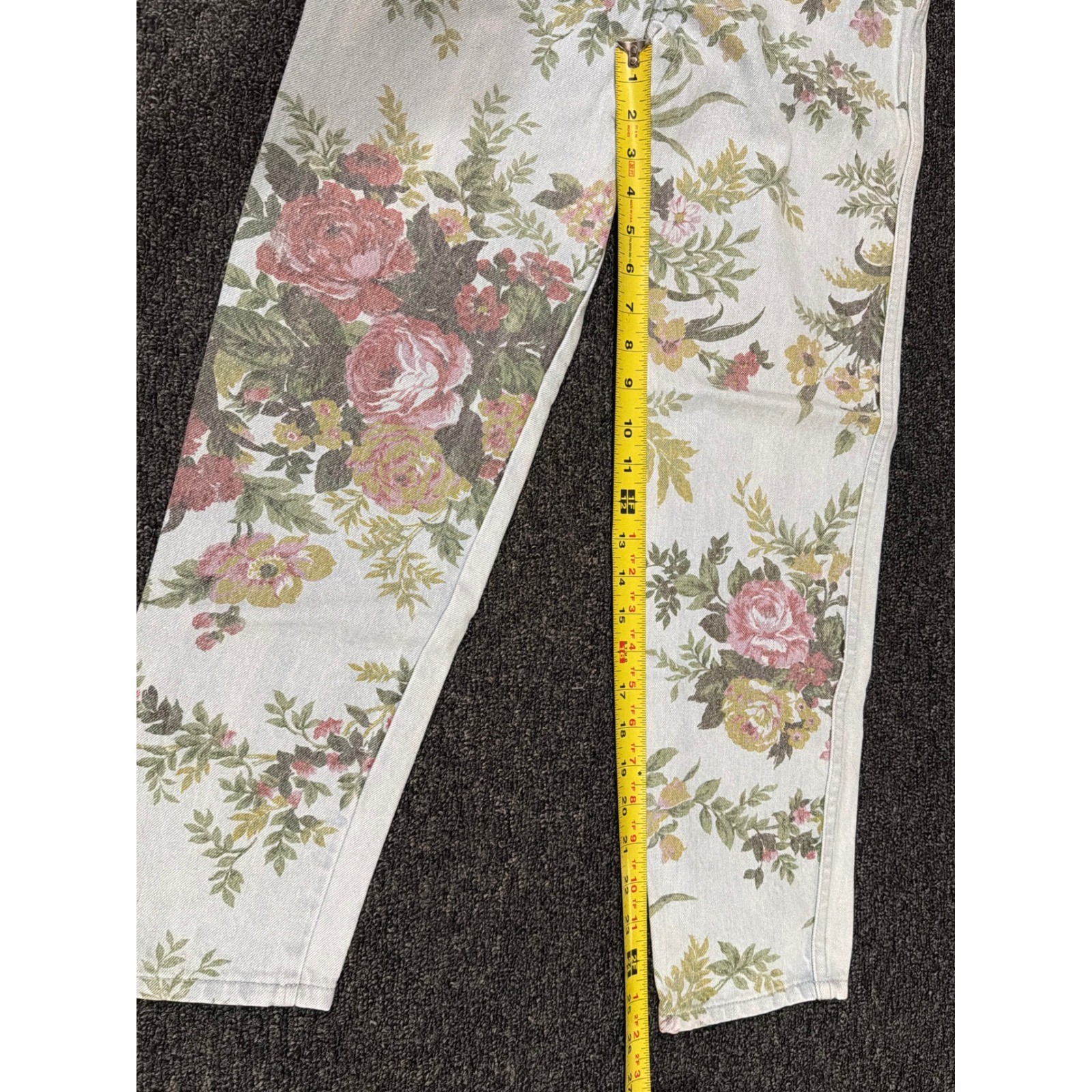 VTG Gasoline Womens 4R Light Wash Floral Jeans Rose Print 90s Y2K Streetwear