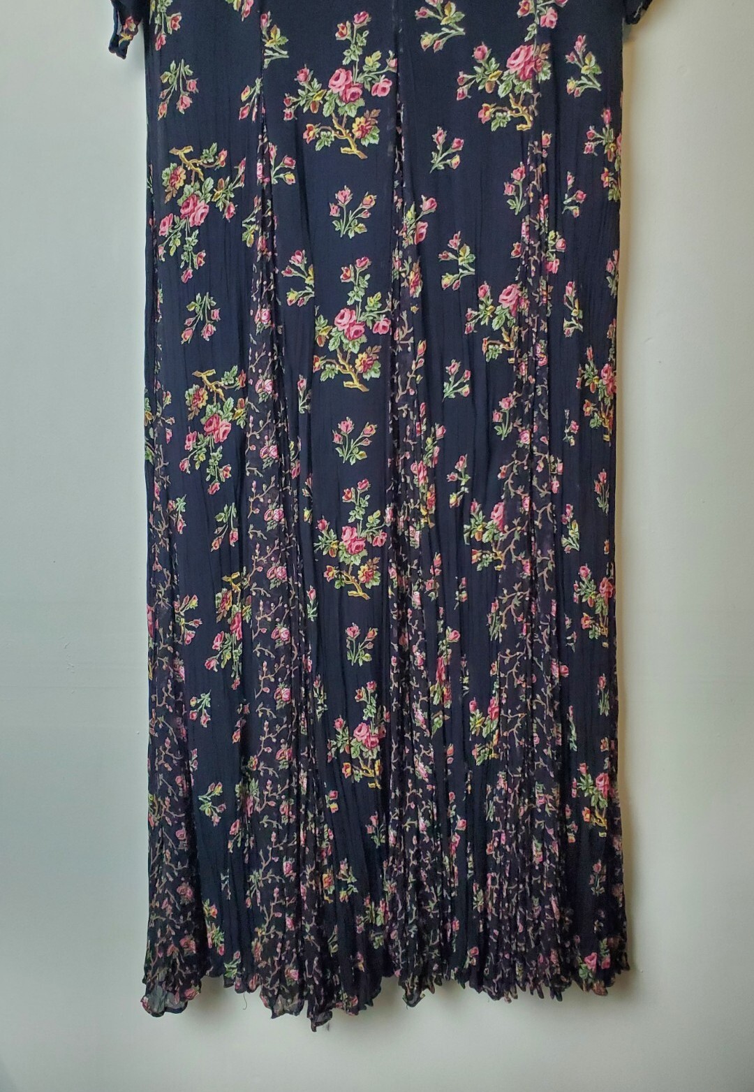 Vintage 90s STARINA Dress Women’s Small Floral Long Maxi Black Prairie 1990s
