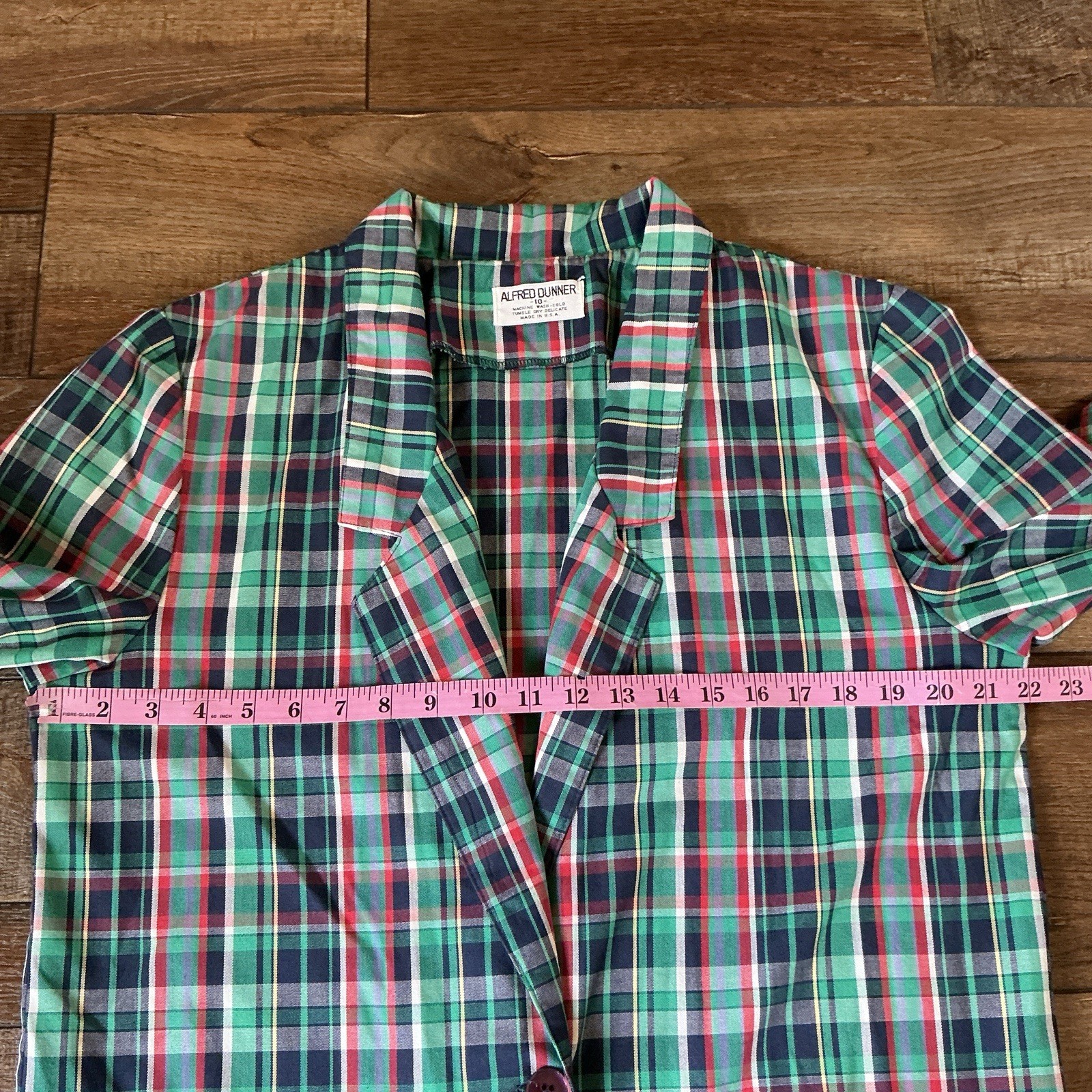 VTG Alfred Dunner Womens 10 Plaid Blazer USA Madras Green Blue Red Jacket #22E4