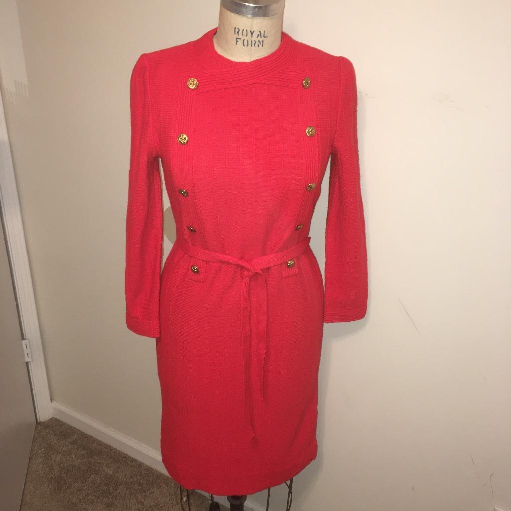 Caledonia Vintage 1960’s Red Knit Sweater Dress 6