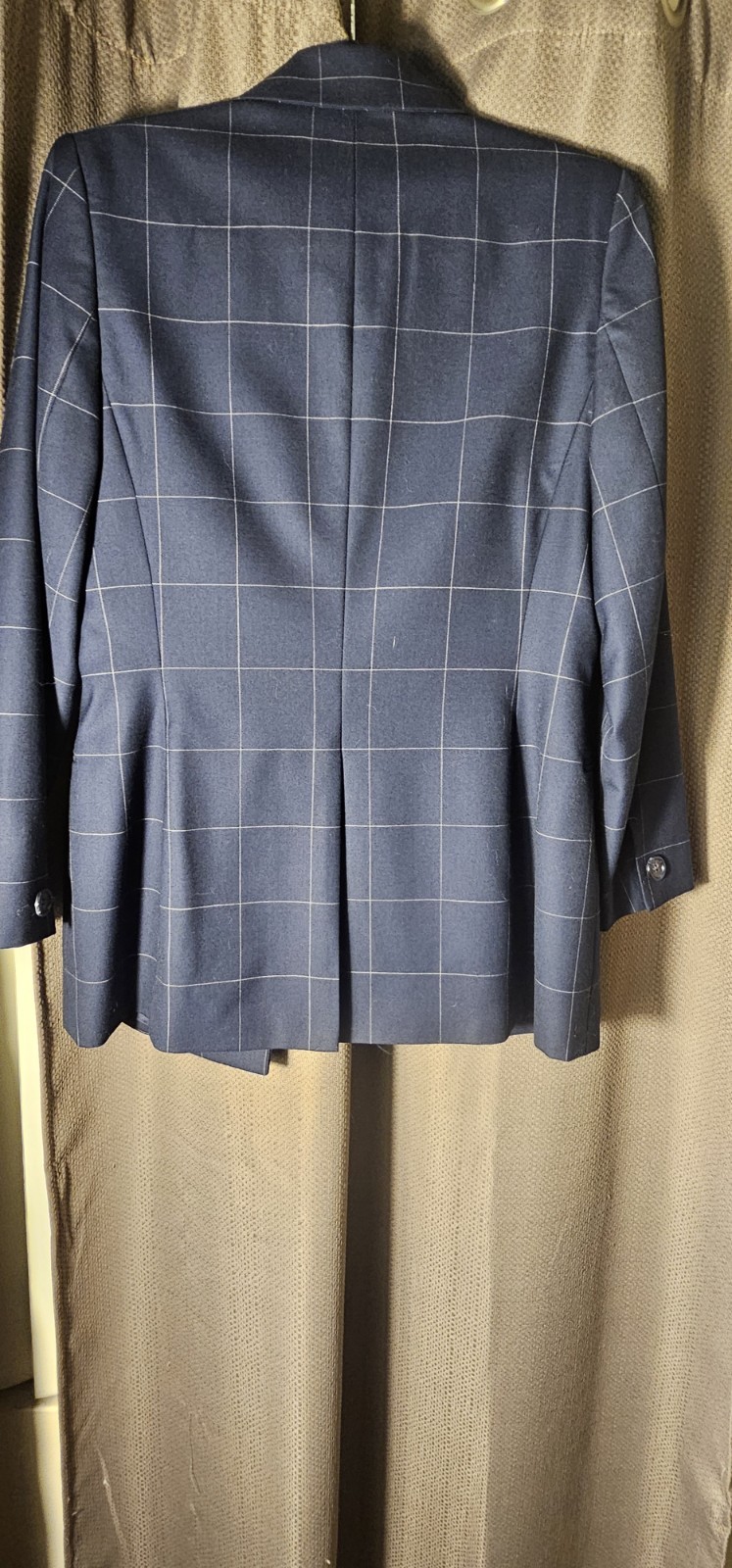 Vintage Embassy Row Petite Navy Windowpane Wool Blazer – Academia/Preppy Style