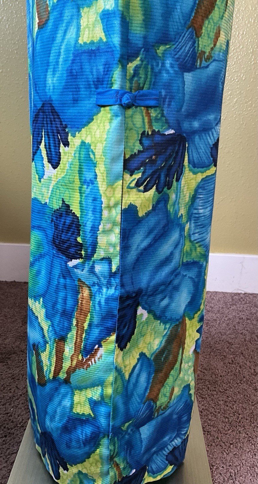 Vtg McINERNY Womens Hawaiian Maxi Dress Watercolor Floral Talon Zip Side Slit 12