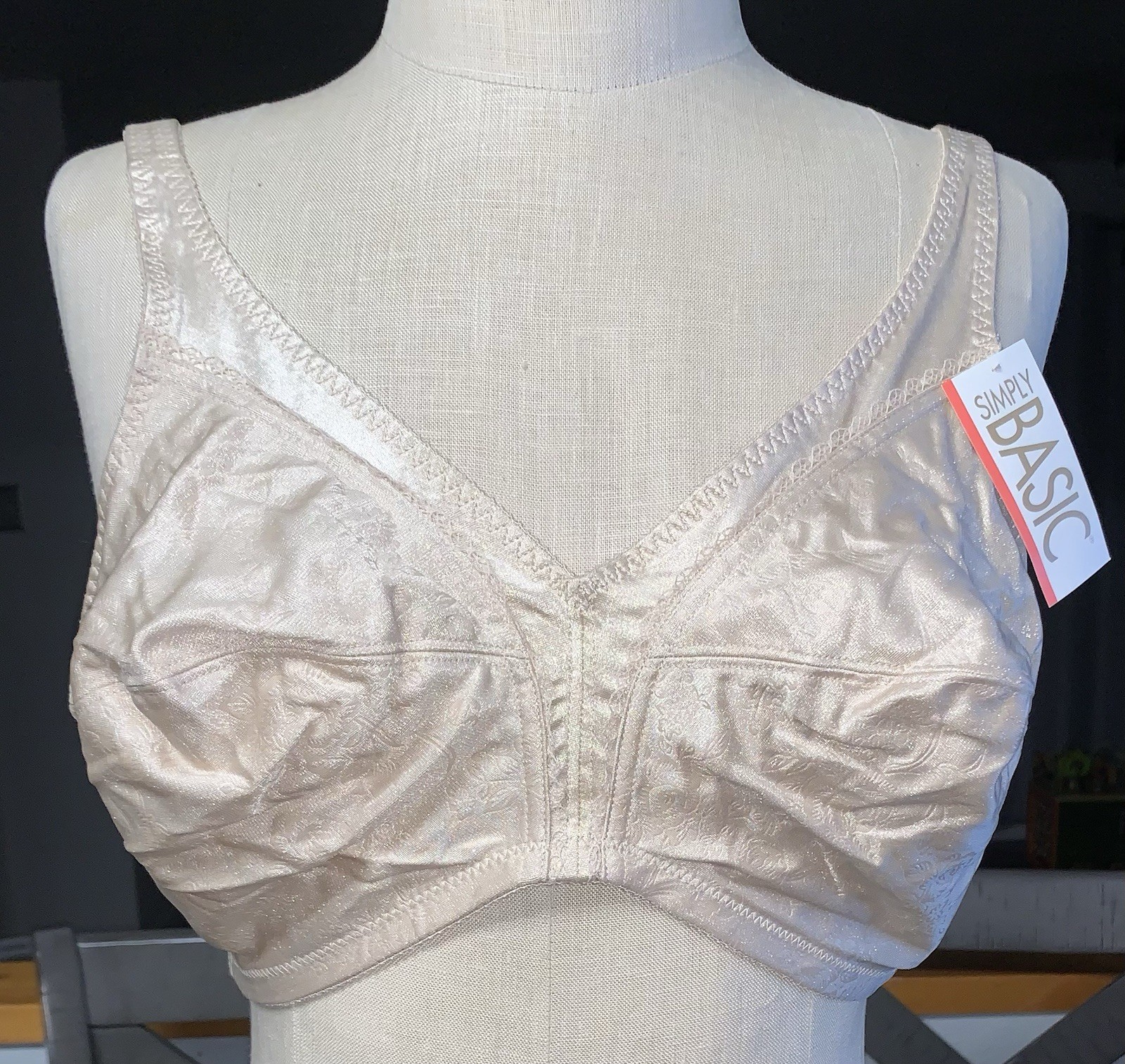 A7 NOS VTG WALMART SIMPLY BASIC 40D CLASSIC BEIGE MODEST PROMO BRA 5358 NYLON YZ