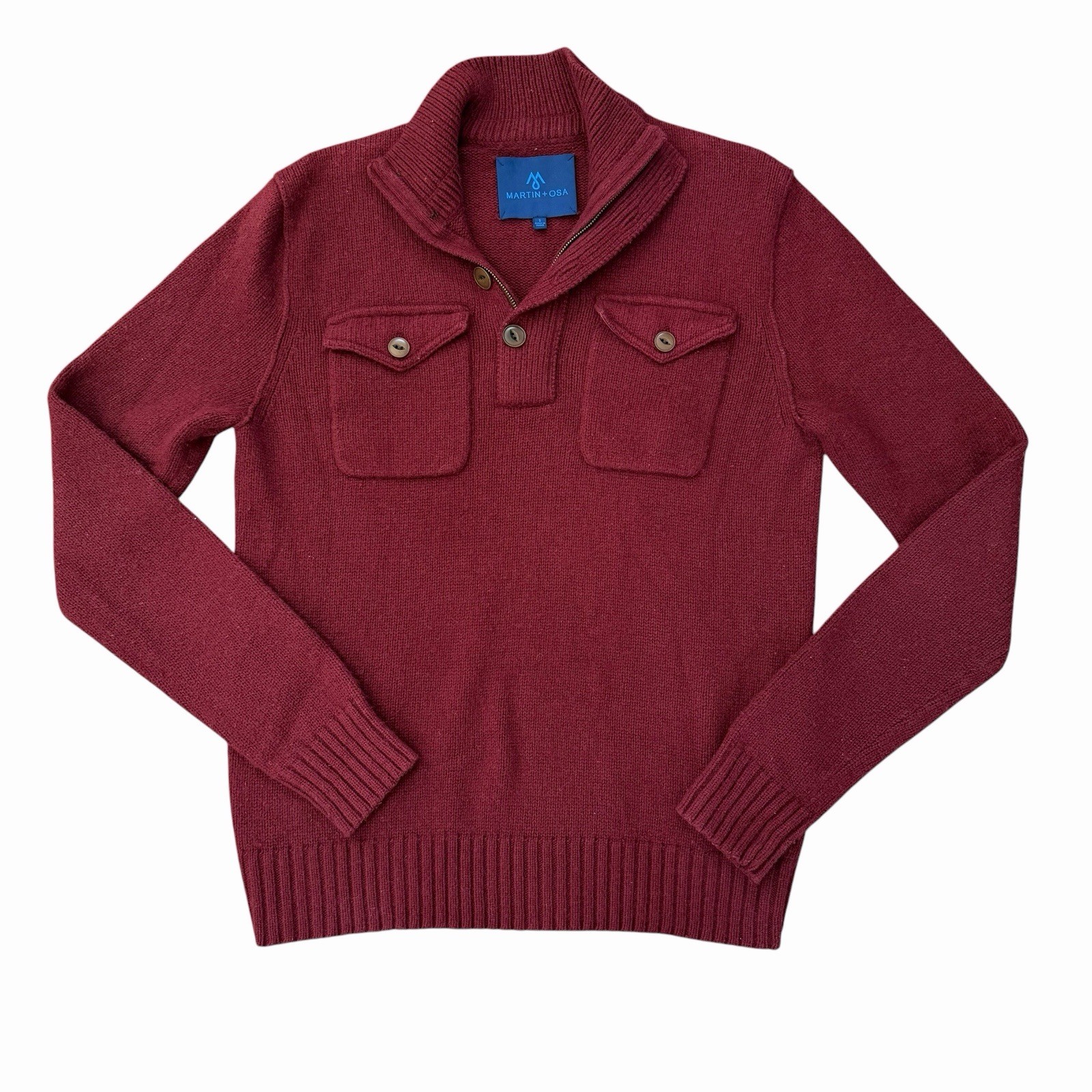 Martin + Osa Vintage S Wool Blend Men’s Maroon Sweater Fisherman Nautical Preppy