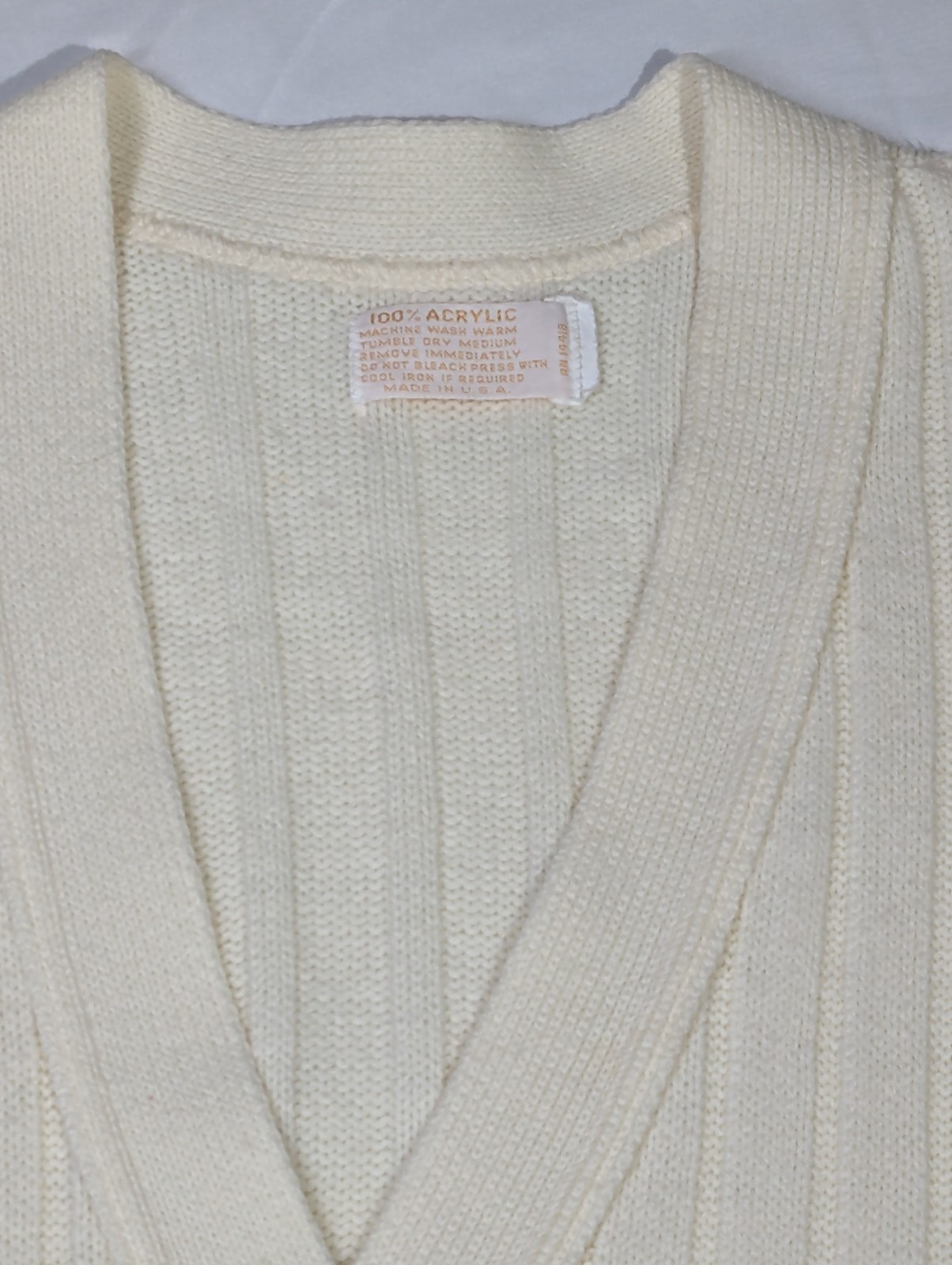 Women’s Vintage Ivory Mother Of Pearl Button Up Knitted Cardigan Sweater Sz XL