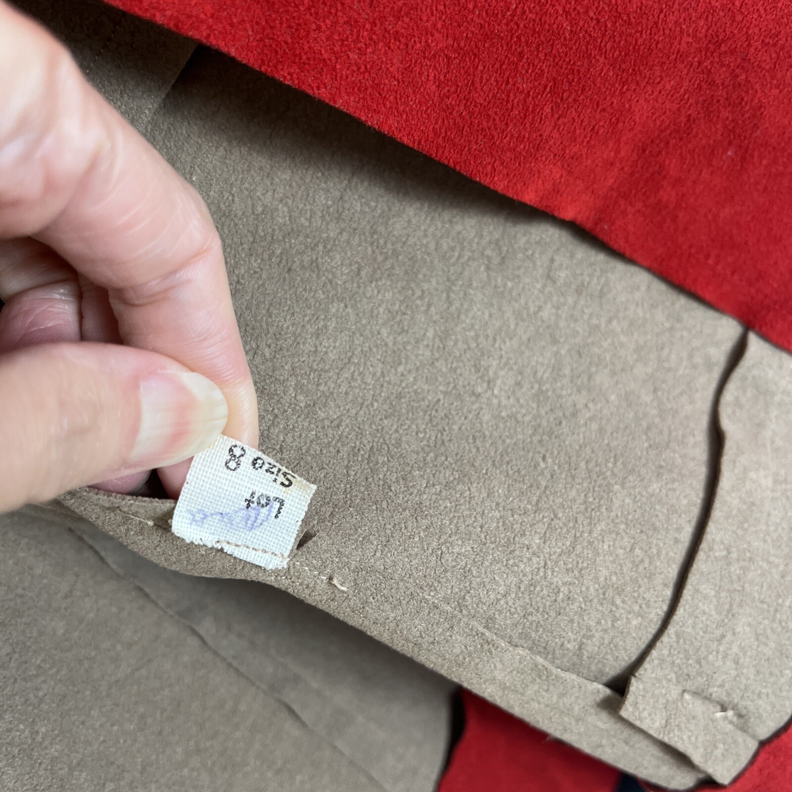Rare Vintage Mollie Parnis Ultra Suede Blue Light Brown/ Red Jacket Size 8