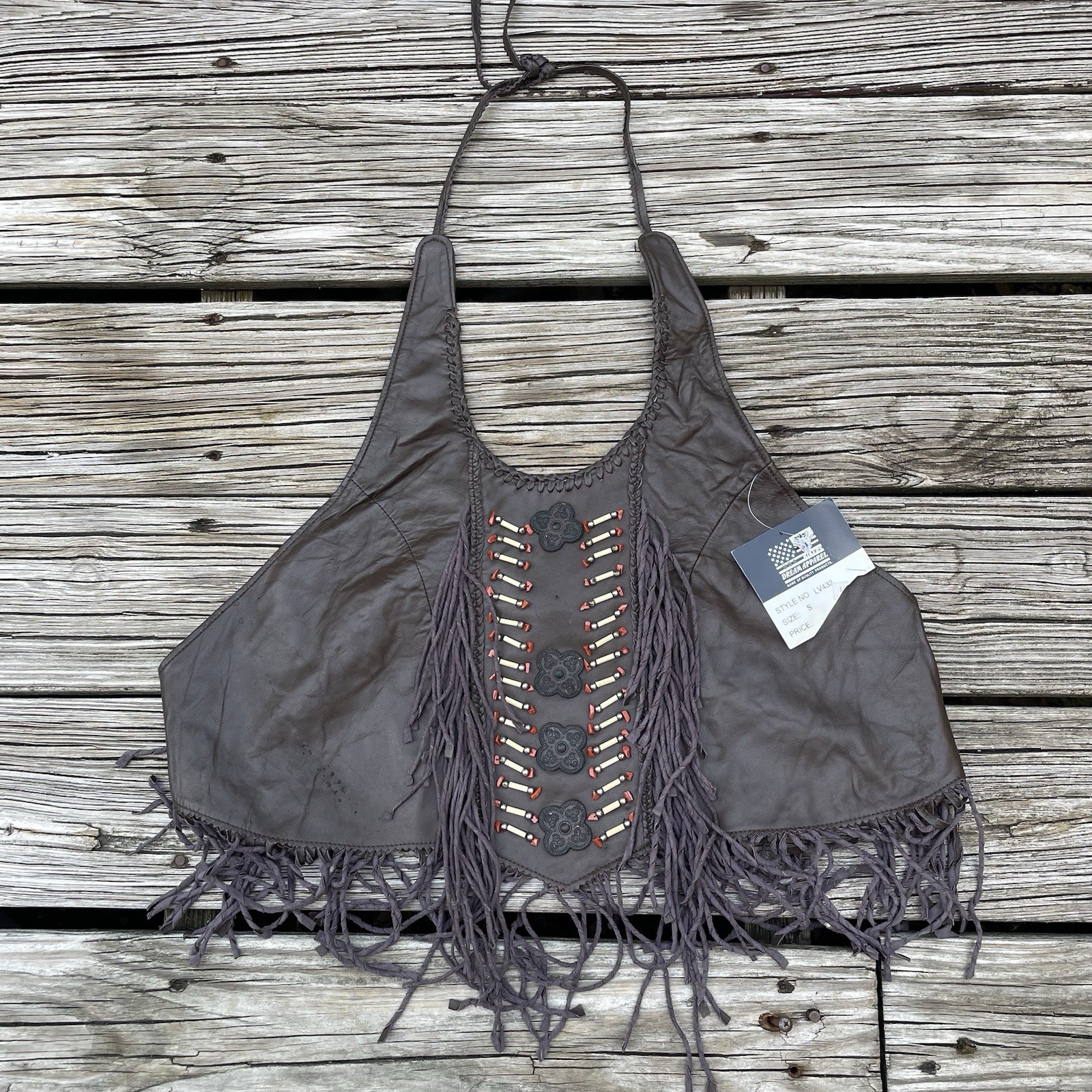 Vtg Leather Biker’s Dream Apparel Tank Top Bra Shirt Glam Rock Goth Shirt S