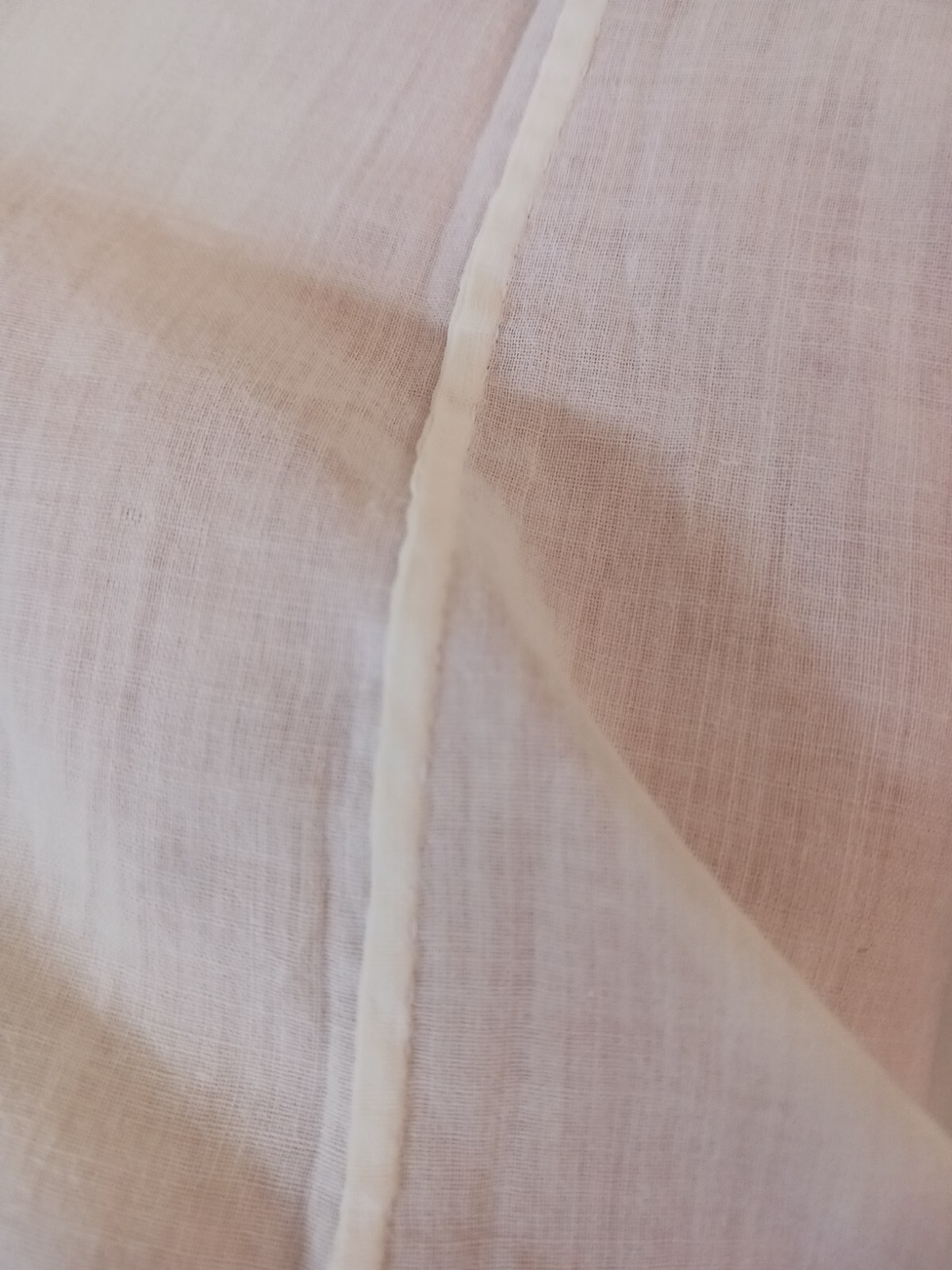 Antique Edwardian Long White Cotton Shift or Under Dress 44″ Embroidered FLAWS