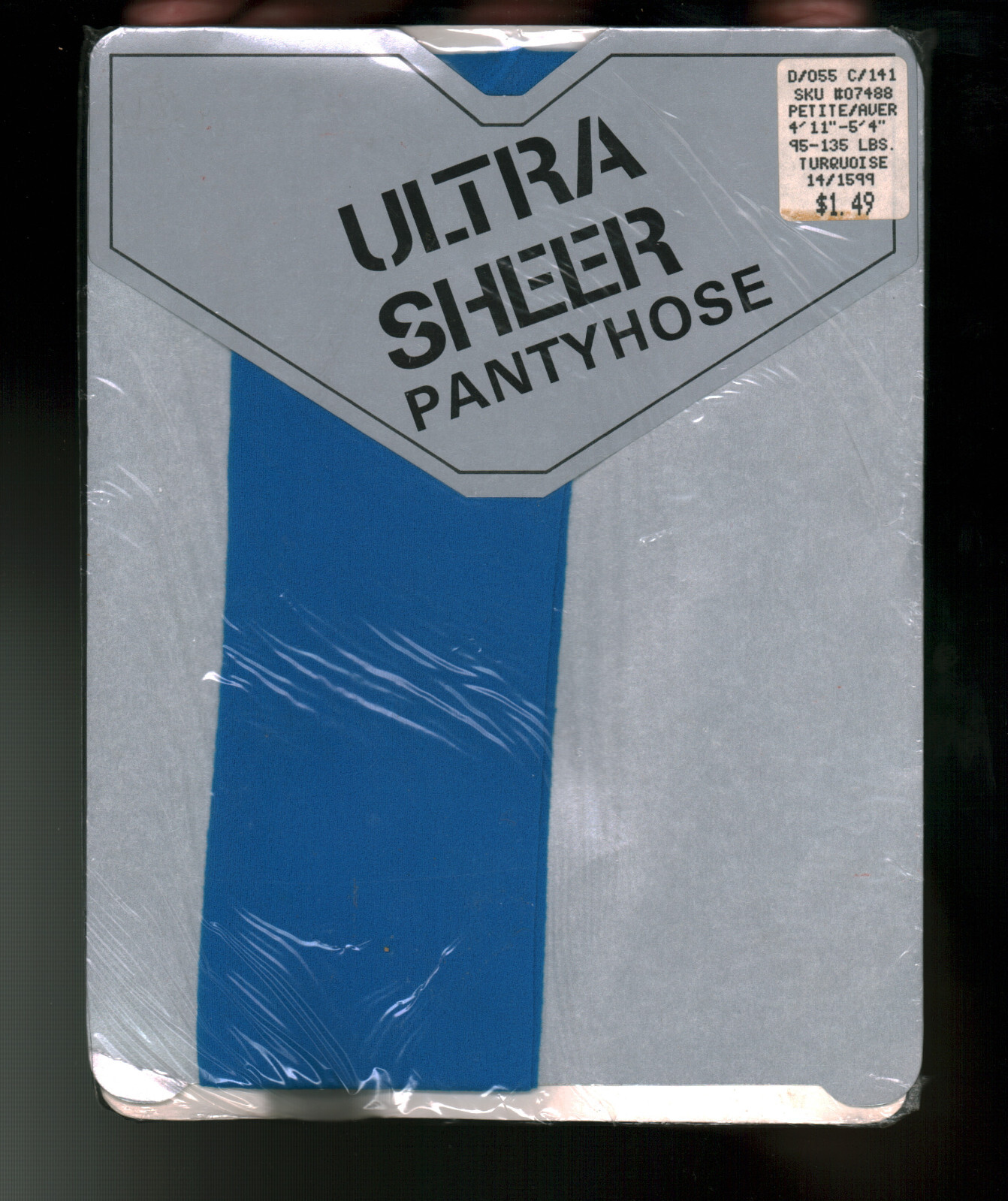 SHEER BLUE Pantyhose Funky 1980s (Turquoise) Sz Petite/Average To 5’4″ 135lbs