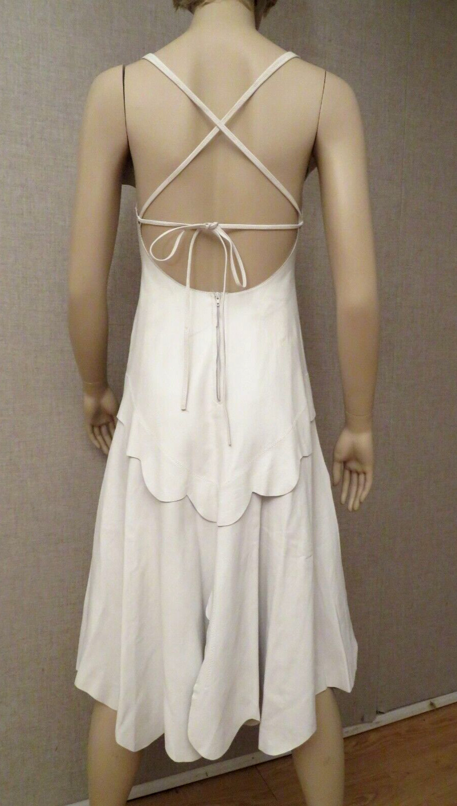 Leather Halter Dress Gown Western Natasha Leder Germany S M 6 8 Fairycore Boho