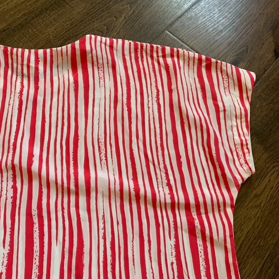 2 VTG 1960s 70s James Kenrob Red Pink White Blouse & Blue Purple Striped Blouse
