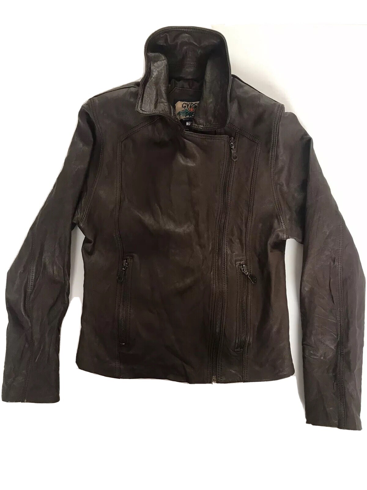 Vintage Gypsy Oscar Piel Genuine Leather Brown Jacket Size S 38 Soft Moto Jacket