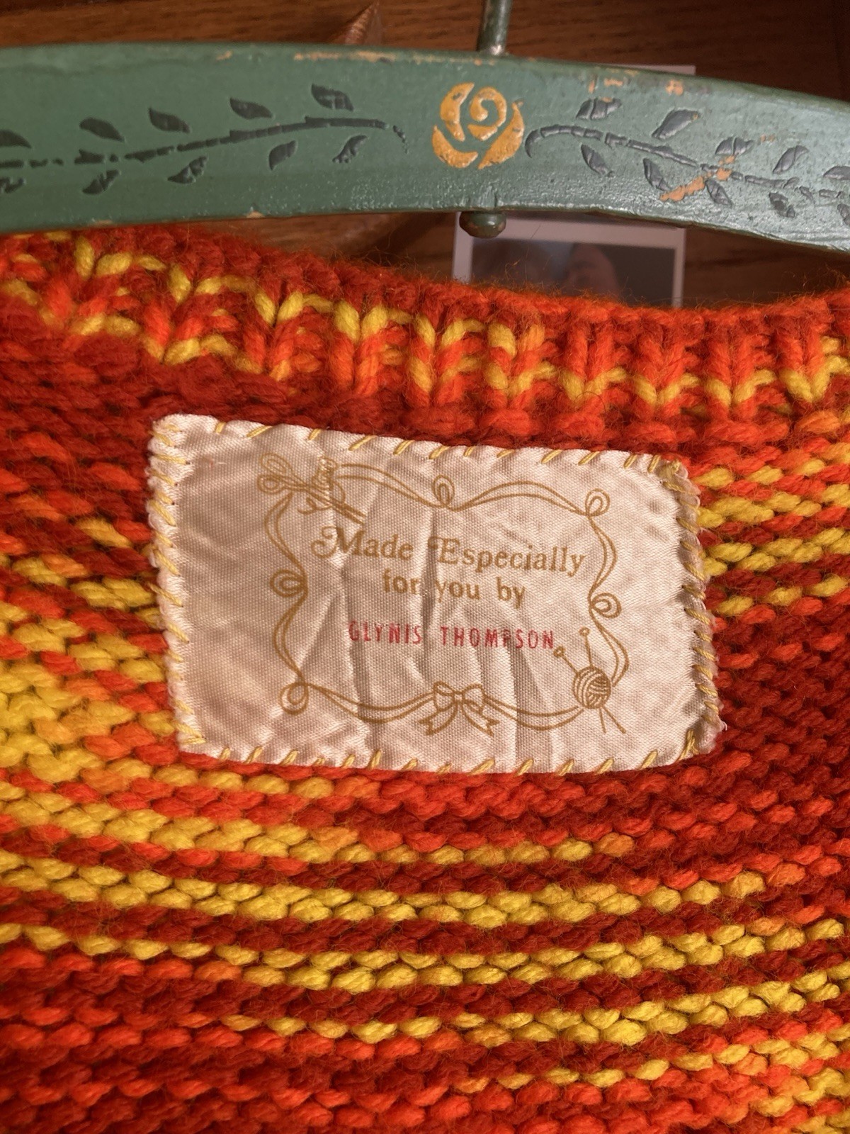 1970s Hand Knit Orange & Yellow Space Dye Sweater Vest