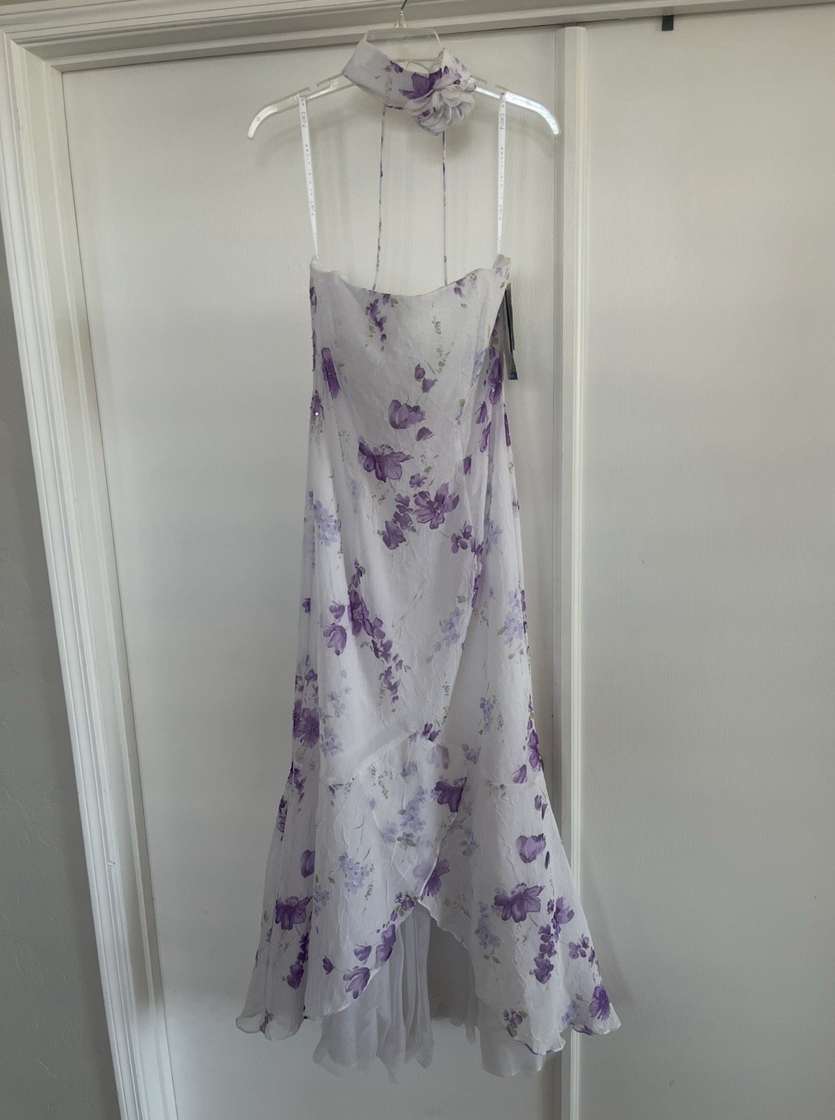 NWT Vintage Niki by Niki Livas Purple Floral Mermaid Formal Dress Sz 10 Y2K
