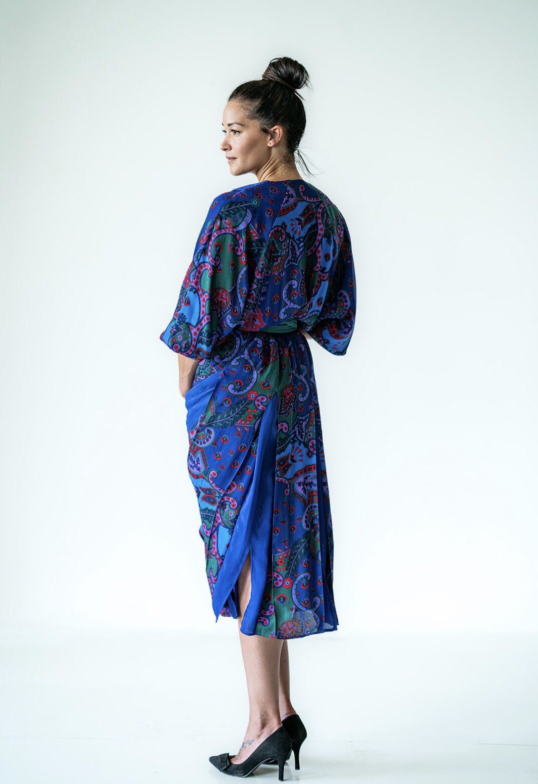 Vintage Georgette 80’s Diane Freis Jewel Toned Floral Paisley Boho Dress