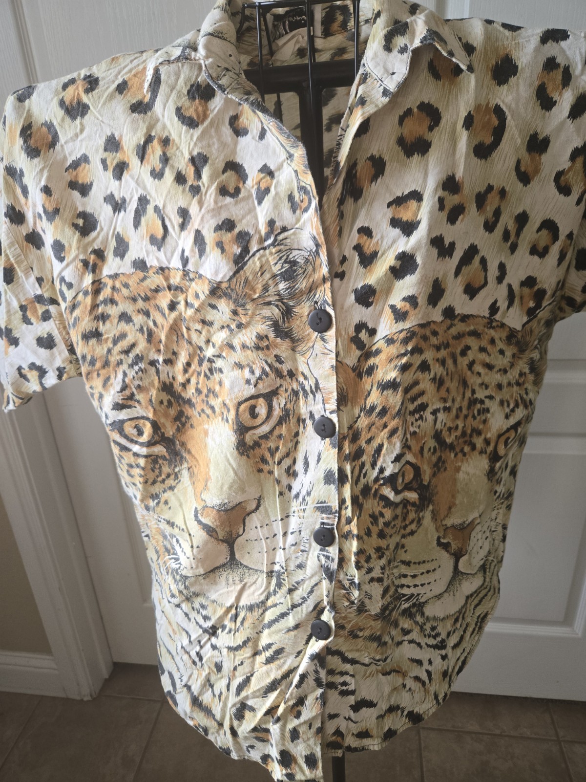 Vintage 80’s CALIFORNIA CONNECTION SS Button Up Top Shirt Blouse Large