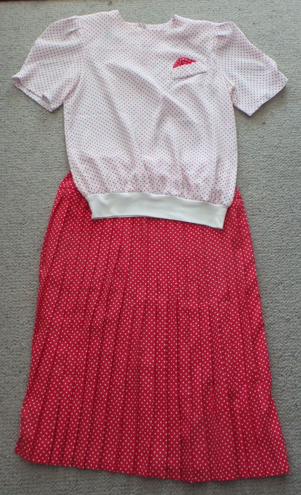 Vintage Wild Rose Jonathon Martin twin set skirt top red white sz 12