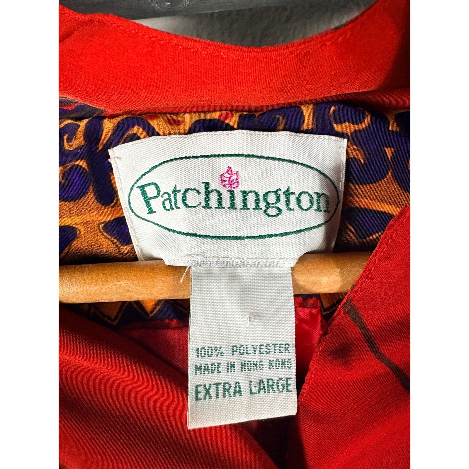 Patchington Vintage Red Floral Paisley Bomber Jacket Womens XL Button Up 90s