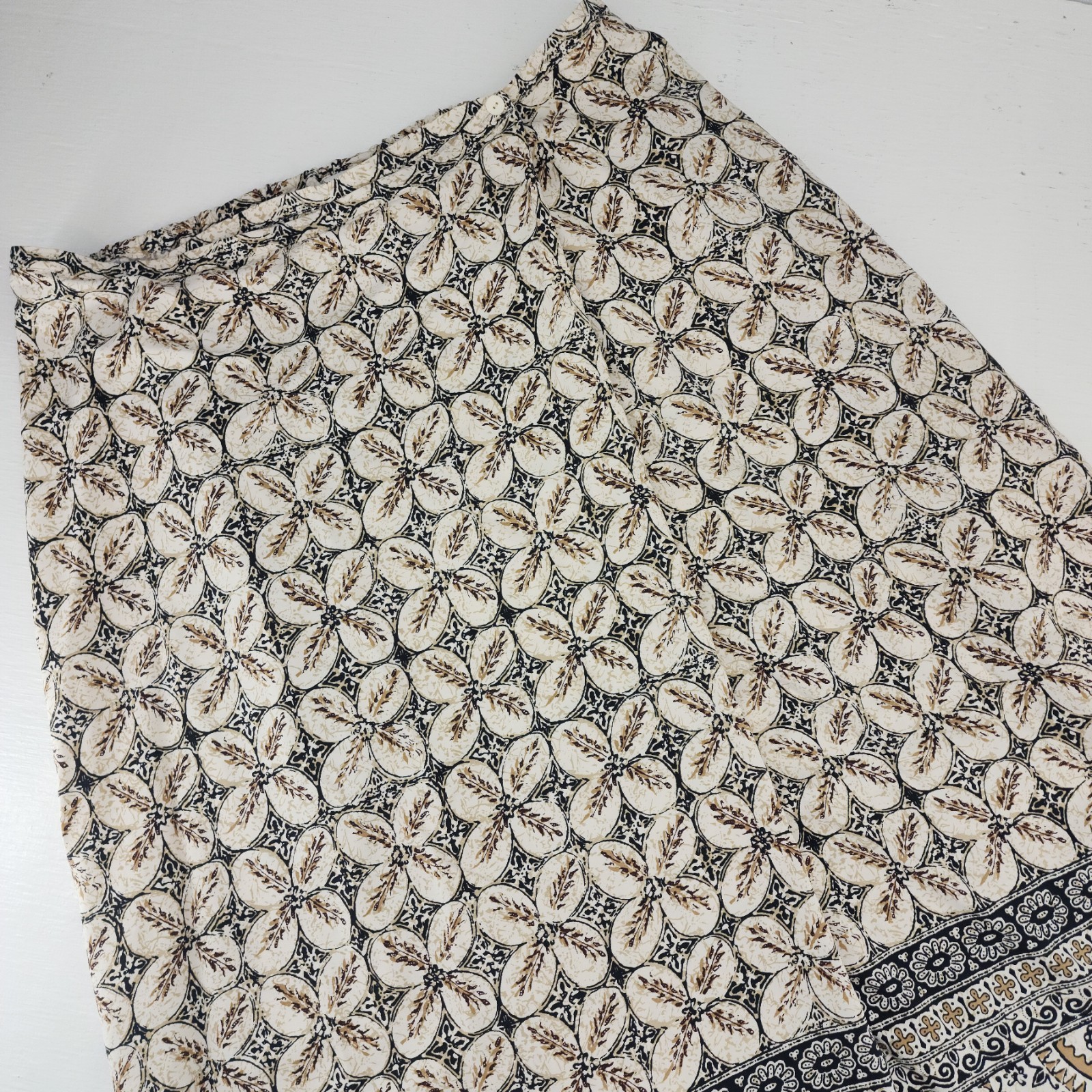Vintage Liz Claiborne 1X | Silk Boho Wrap Maxi Skirt Earth Tones Geo Print