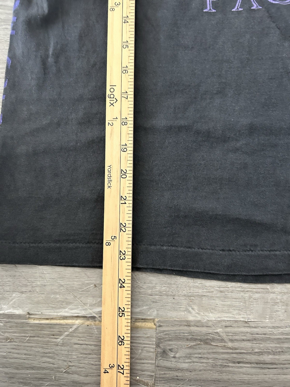 Vintage 90s Ocean Pacific AOP black graphic tee with purple accents USA Made