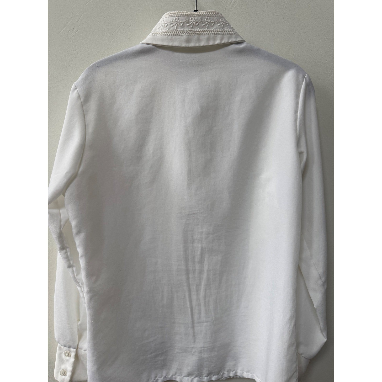 Vintage Terry Chicago Womens Western Blouse White Embroidered Pintuck Bows Sz S