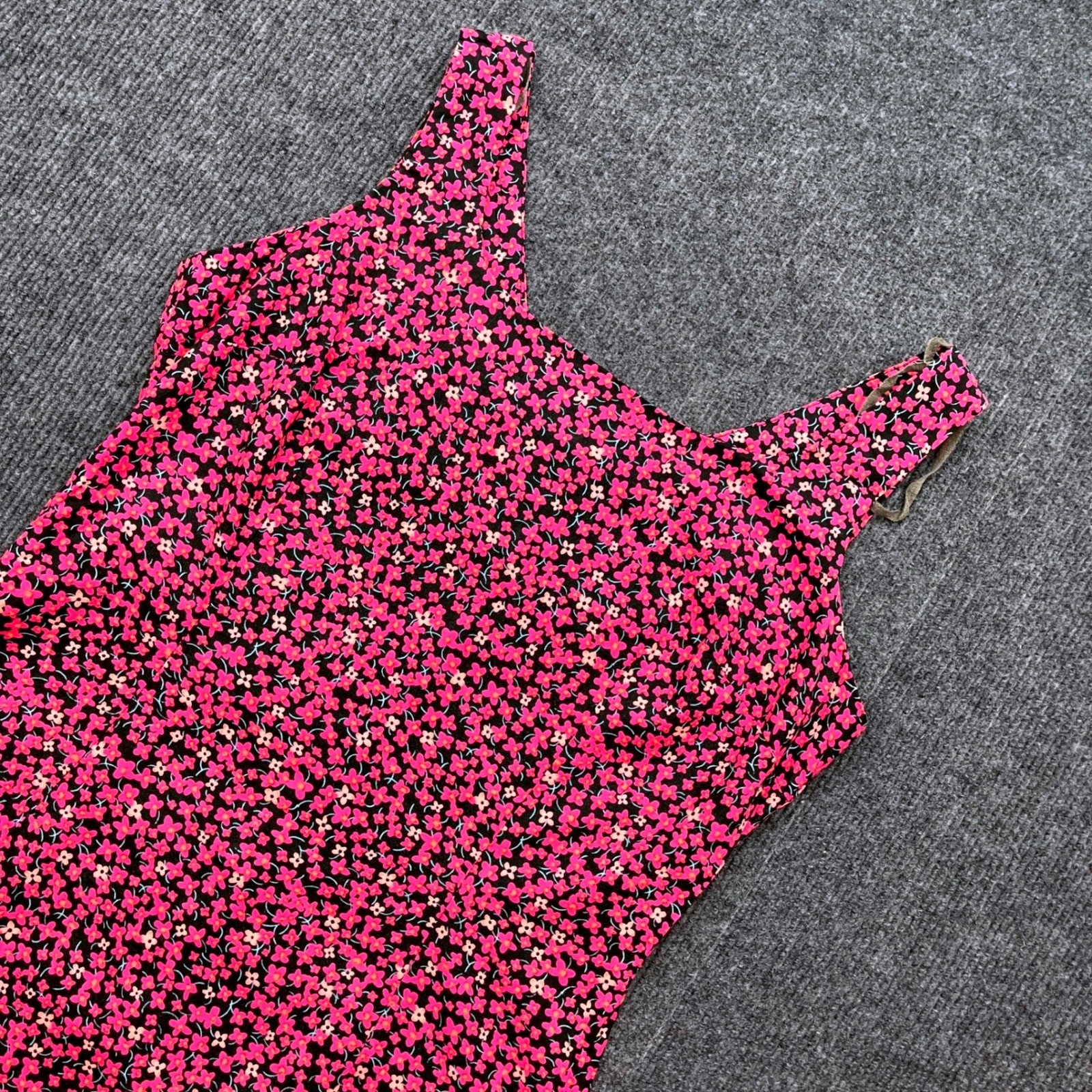 La Belle Vintage 90s Pink Floral Mini Dress Size 7 Cotton Boho Cottagecore USA