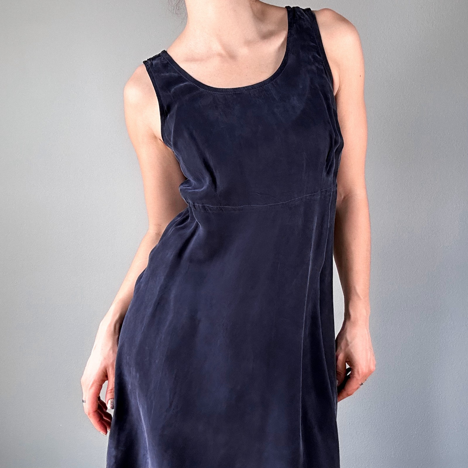 Vintage Rabbit Design Brushed Rayon Blue Dress with Over Top Size 4