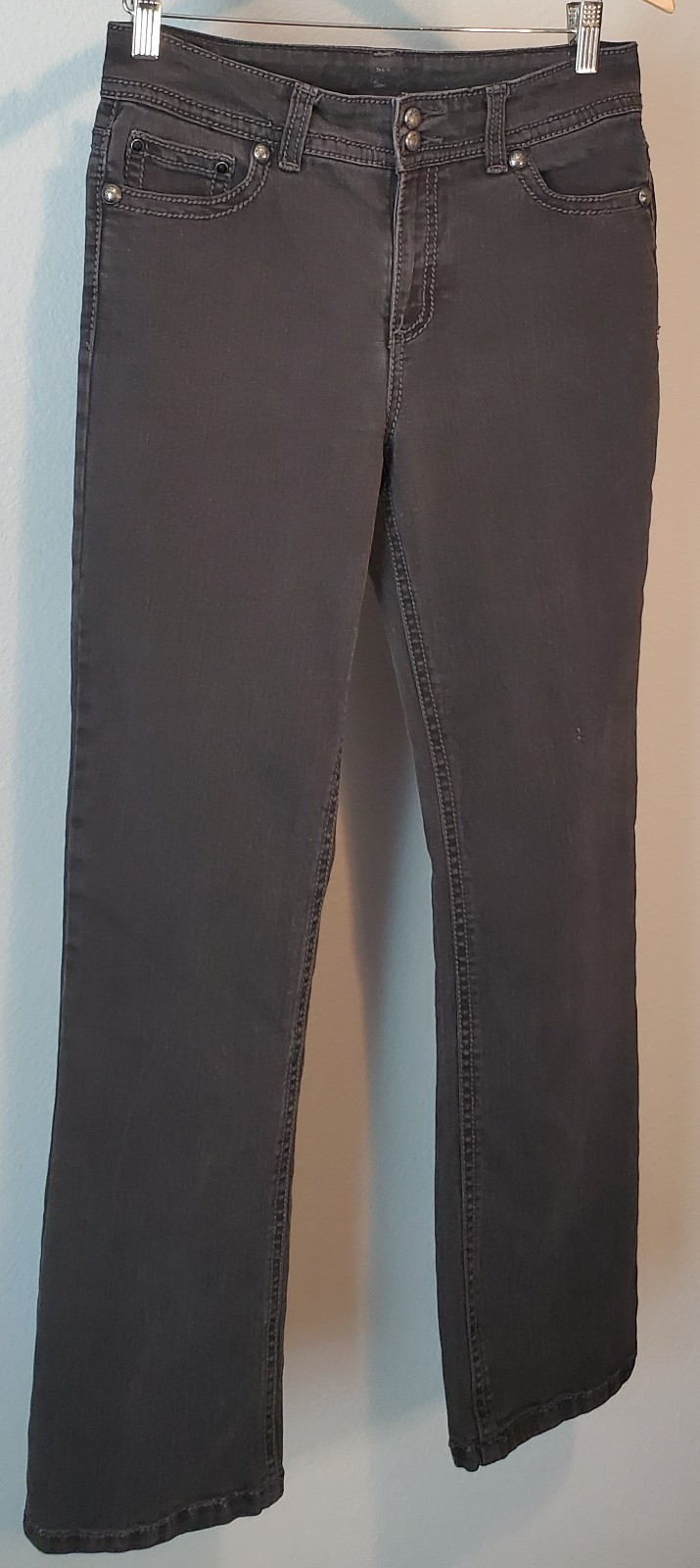 Vintage Code Bleu Black Bootcut Jeans 8 Studded Rhinestone Y2K Stretch