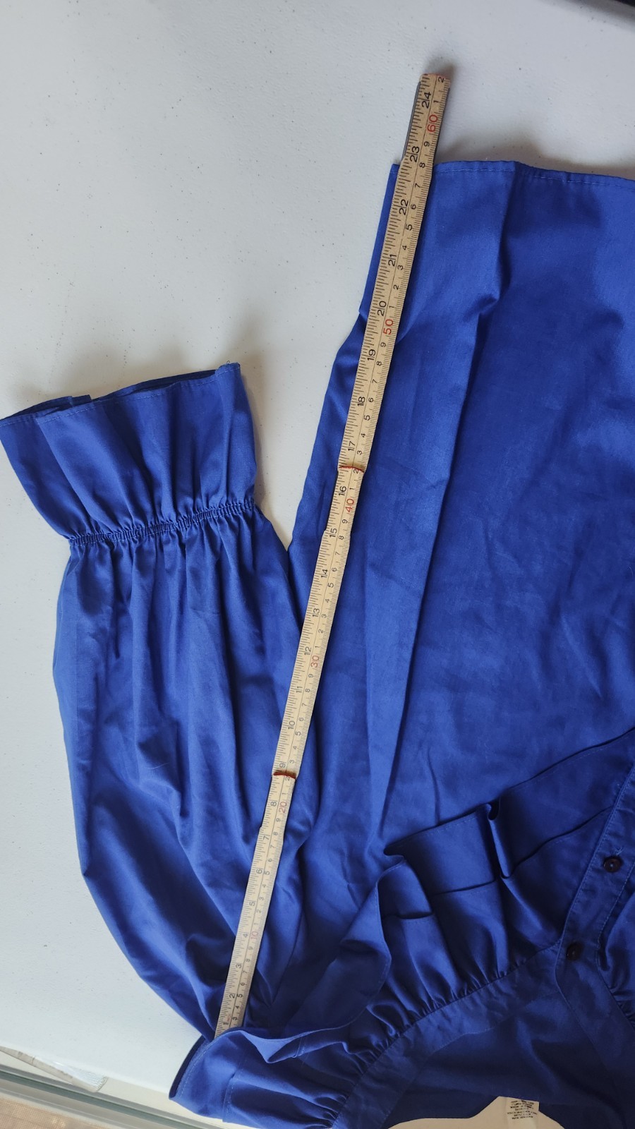 Vintage Malco Modes Blouse Womens M Royal Blue Ruffle Collar Western Prairie