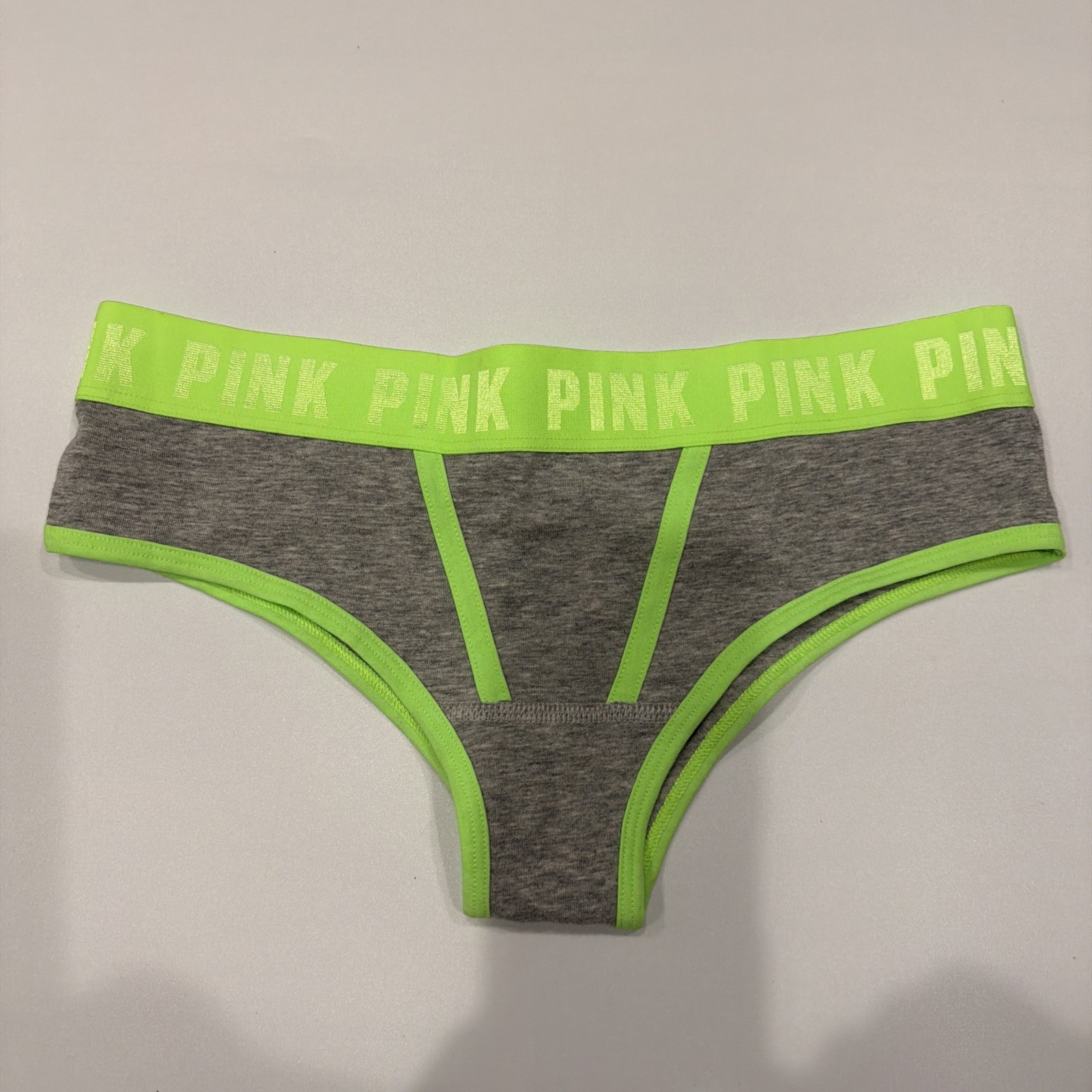 Victoria’s Secret PINK S Cheekster/ Tanga Logo Band Gray/Green