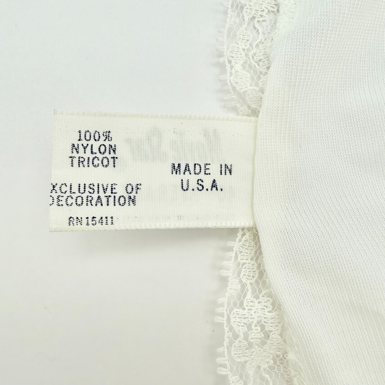 1960s Movie Star Full Slip White Nylon Tricot Lace Trim Sz Large USA