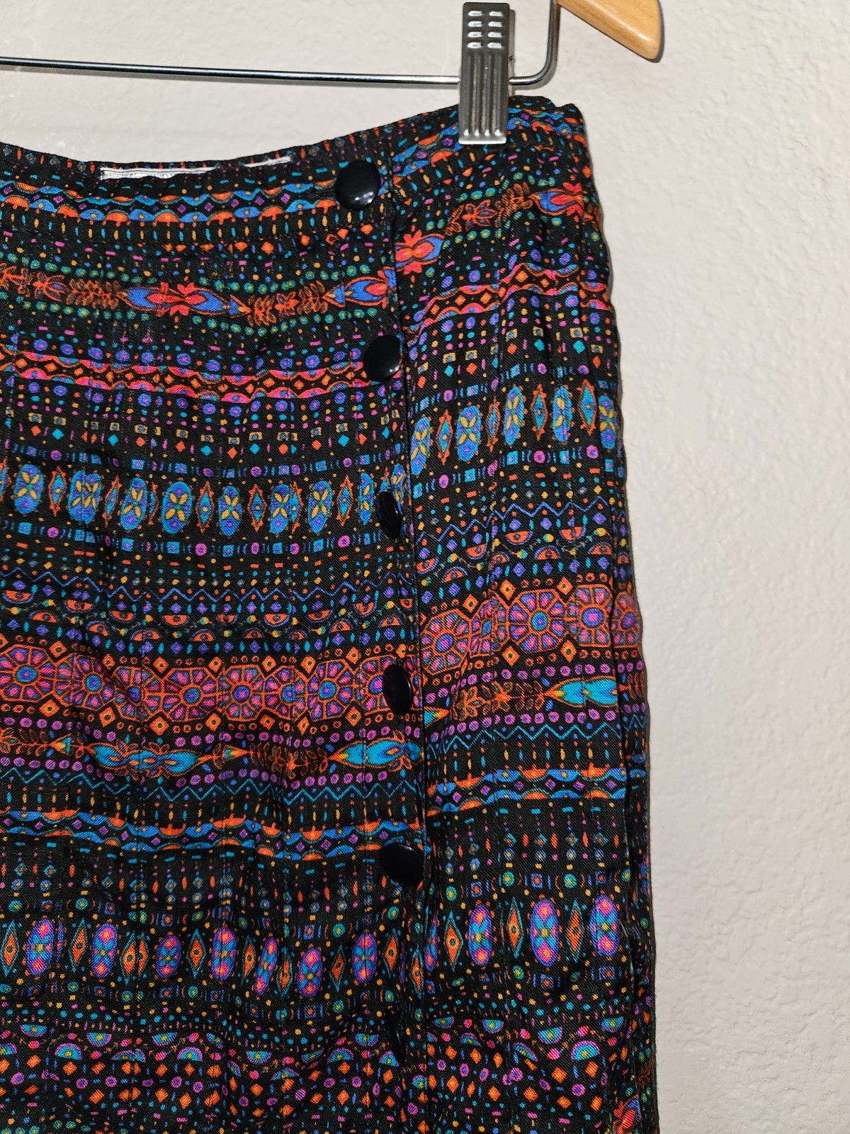 Vintage Charles Jourdan Pleated Geometric Jewel Tone Skirt France 40 US 8 Midi