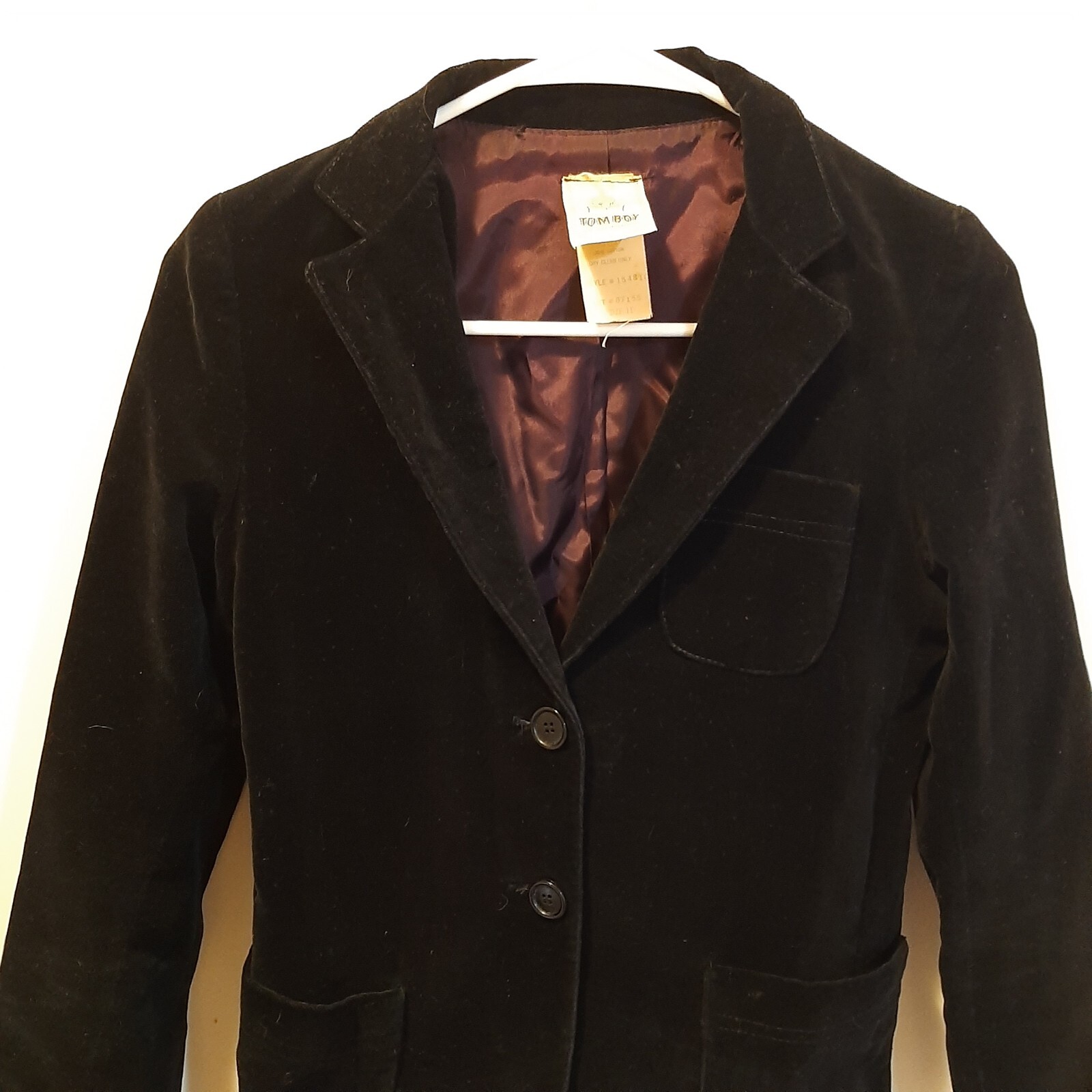 Vtg Tomboy of California sz 11 Black Velvet Women’s Blazer Jacket #154810