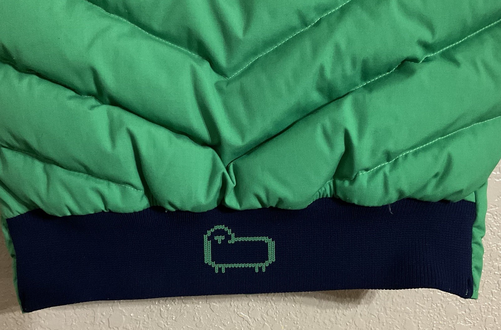 Vintage 80 Woolrich Woman Kelly Green Puffer Vest Chevron Quilt Western V-Yoke L