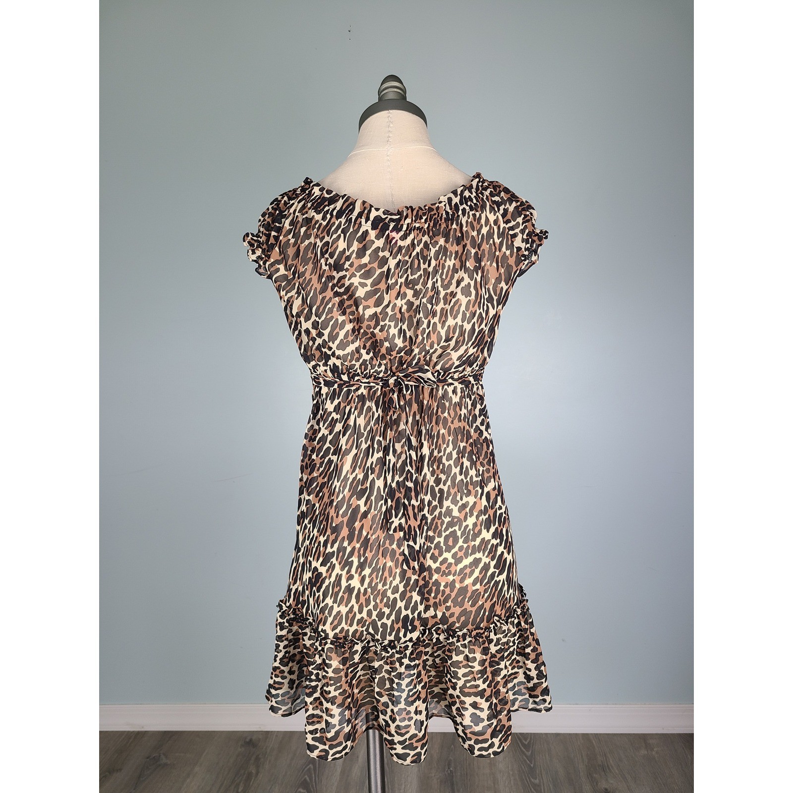 Y2K Betsey Johnson Sz S Mini Babydoll Dress Leopard Print Hot Pink Bows It Girl
