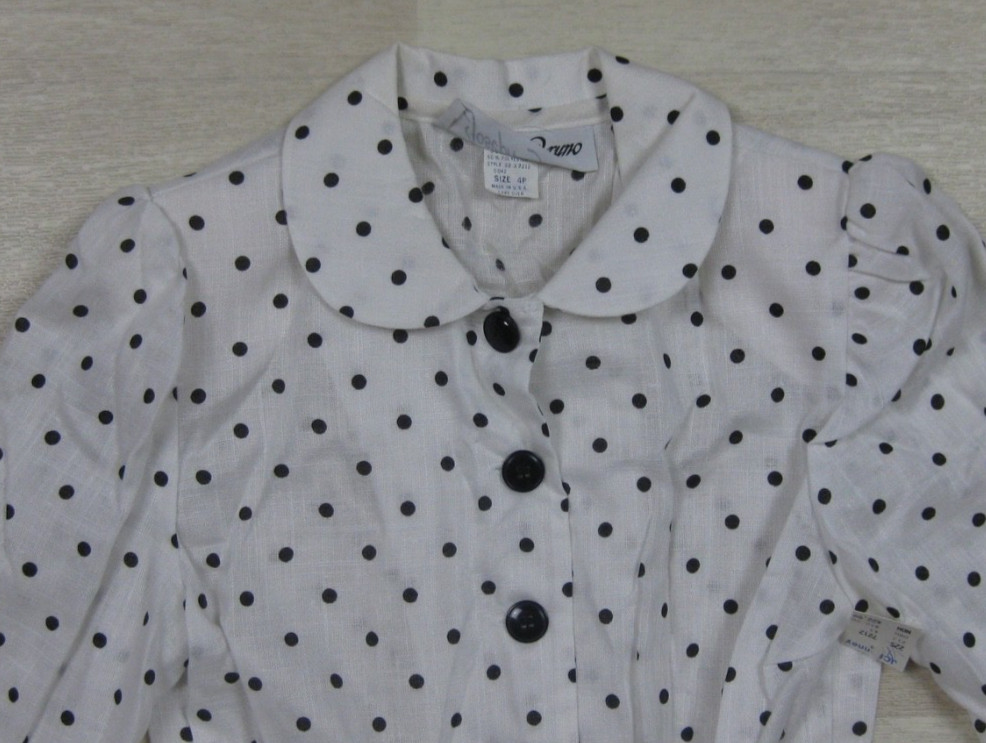 NWT Vintage 80s does 50s Joseph Bruno Midi Dress (4P) Polka Dot New Look NEW