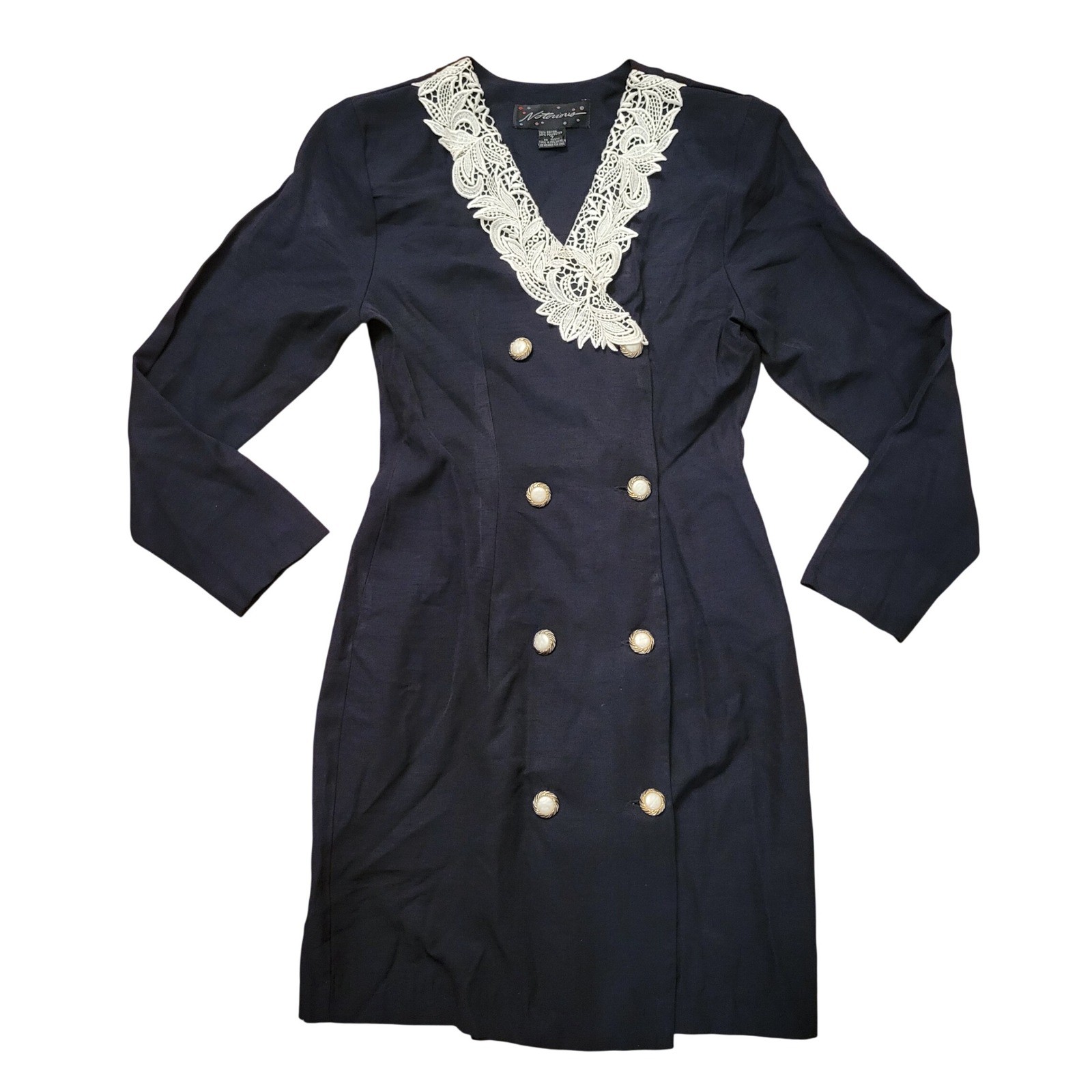 Notorious 7 Mini Blazer Dress Black Lace Collar Double Breasted Vintage Academia