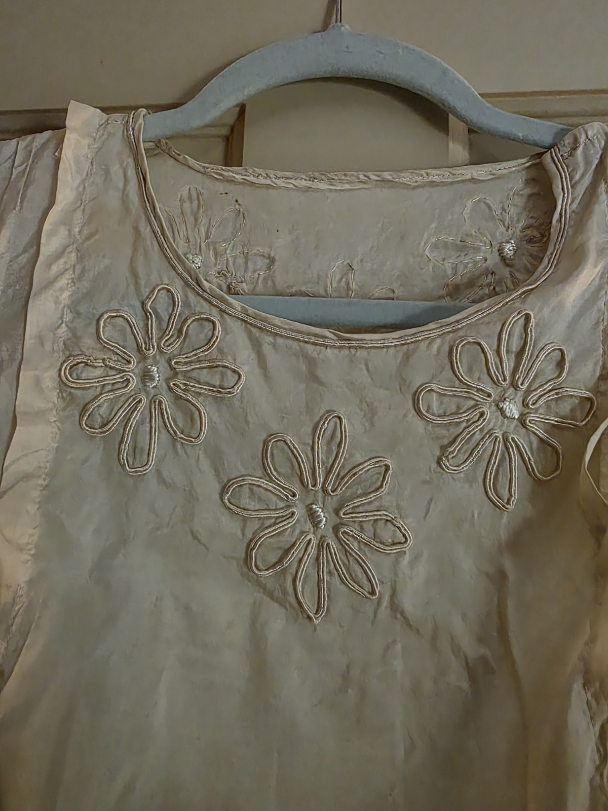 Antique Victorian Edwardian Ladies Wedding Fancy Dress with Soutache Flowers